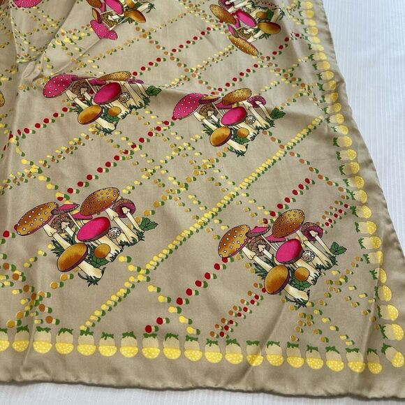 NWT Echo Mod VTG Mushroom Silk Scarf NOS - Picture 2 of 8